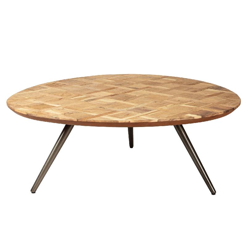Fieron Natural wooden coffee table organic round