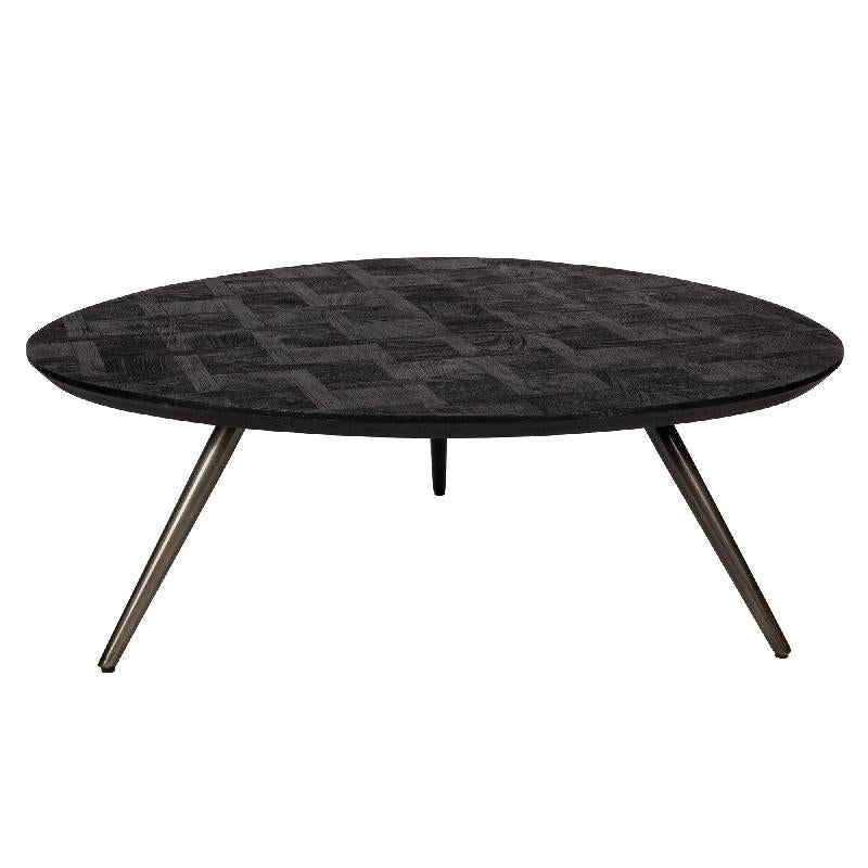Fieron Black wooden coffee table organic round