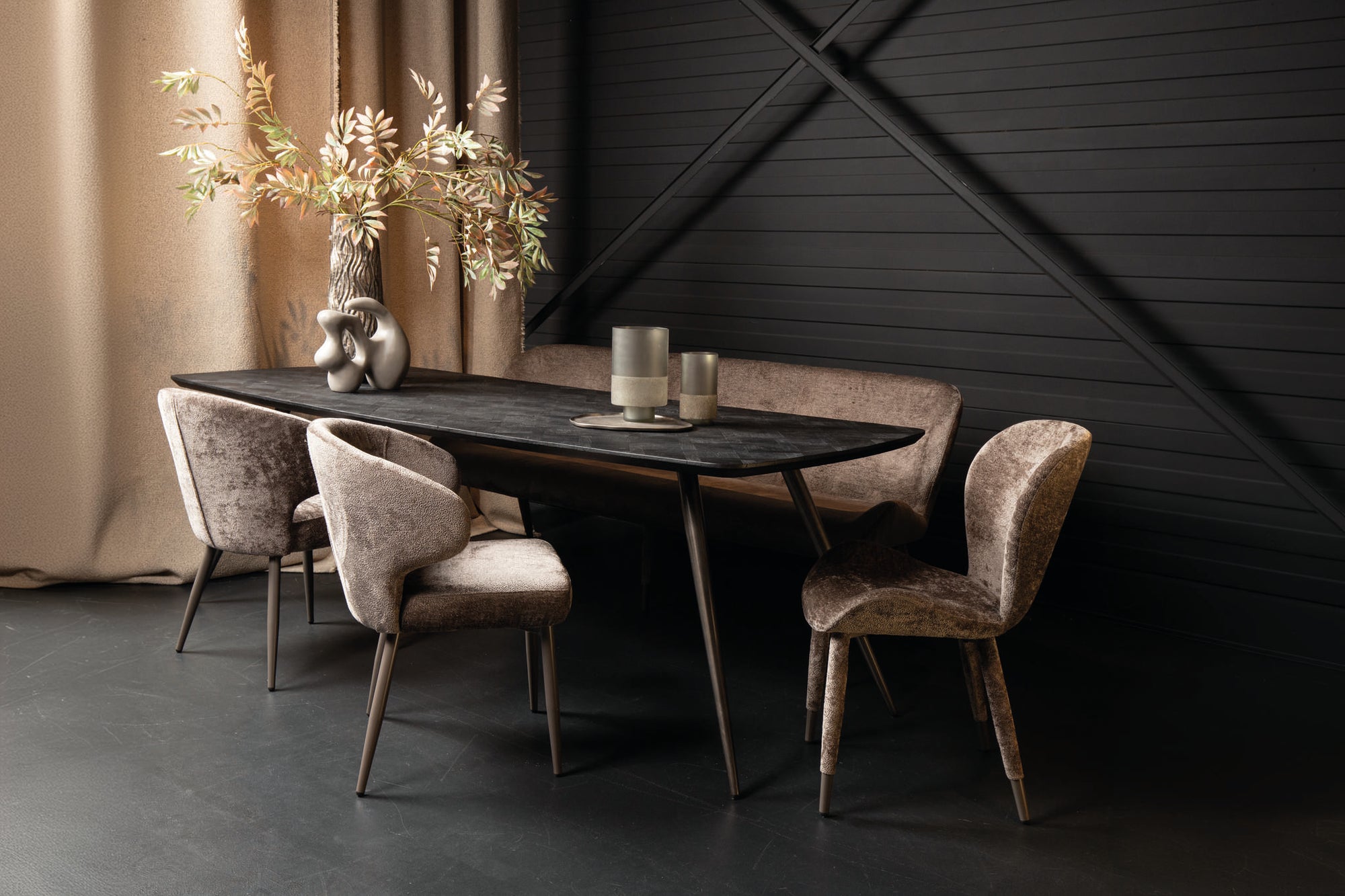 Fieron Black acaia wooden dining table oval 240cm