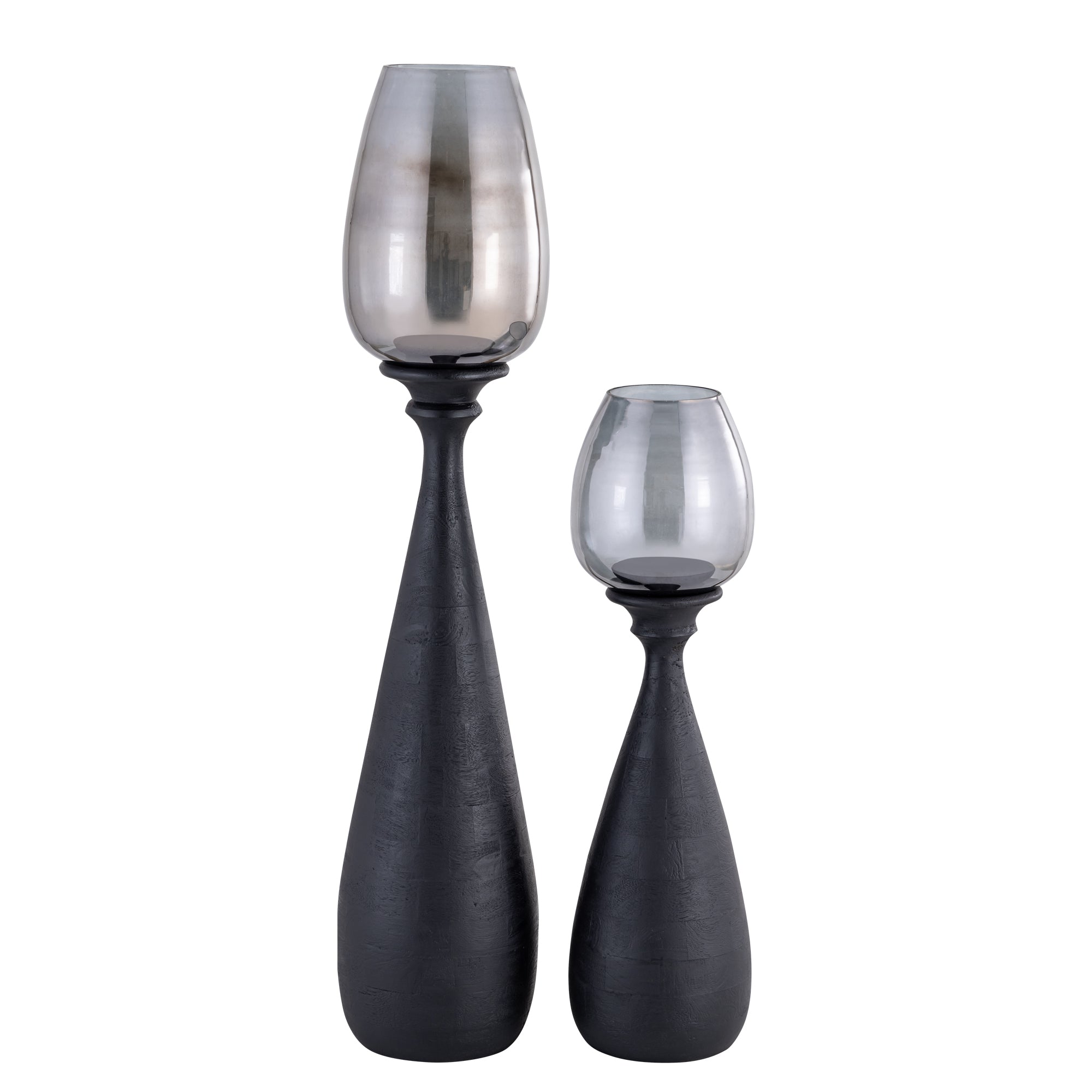 Midi Bougeoirs en bois de manguier — Stormlight Smoke - Noir