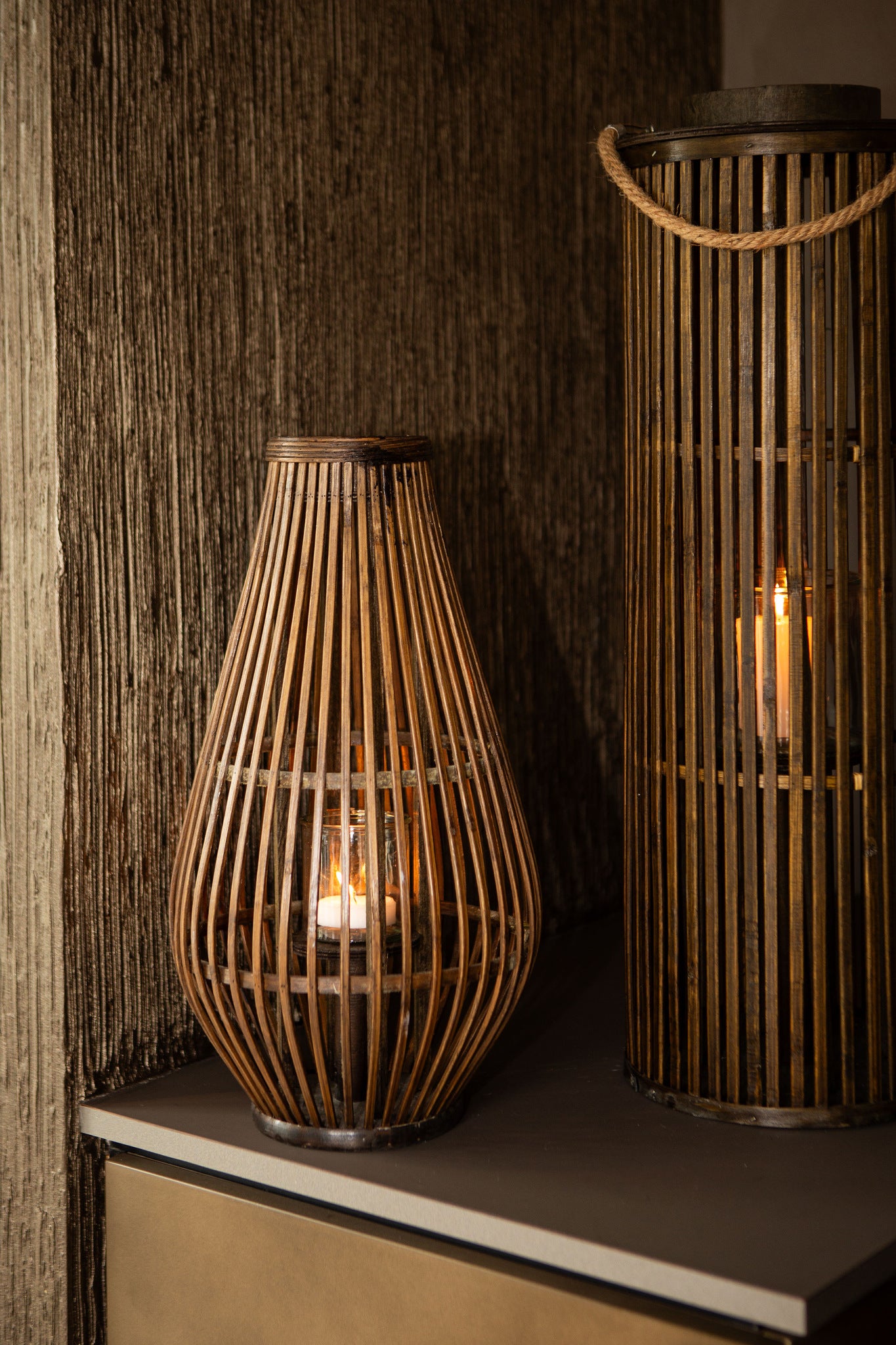 Lysia Lanternes en bambou — Round Lantern With - Marron