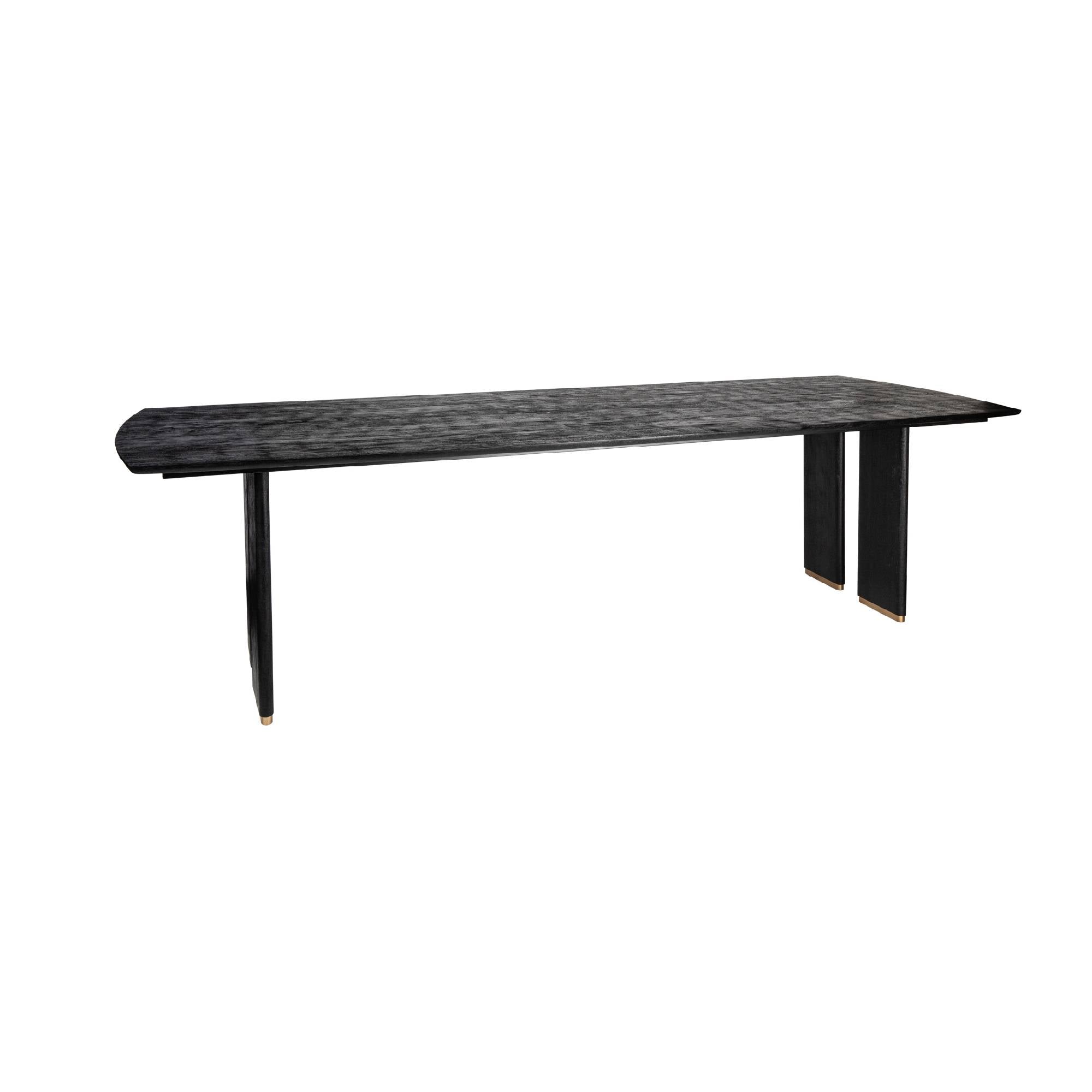 Liber Black mango wood dining table 200cm gold leg
