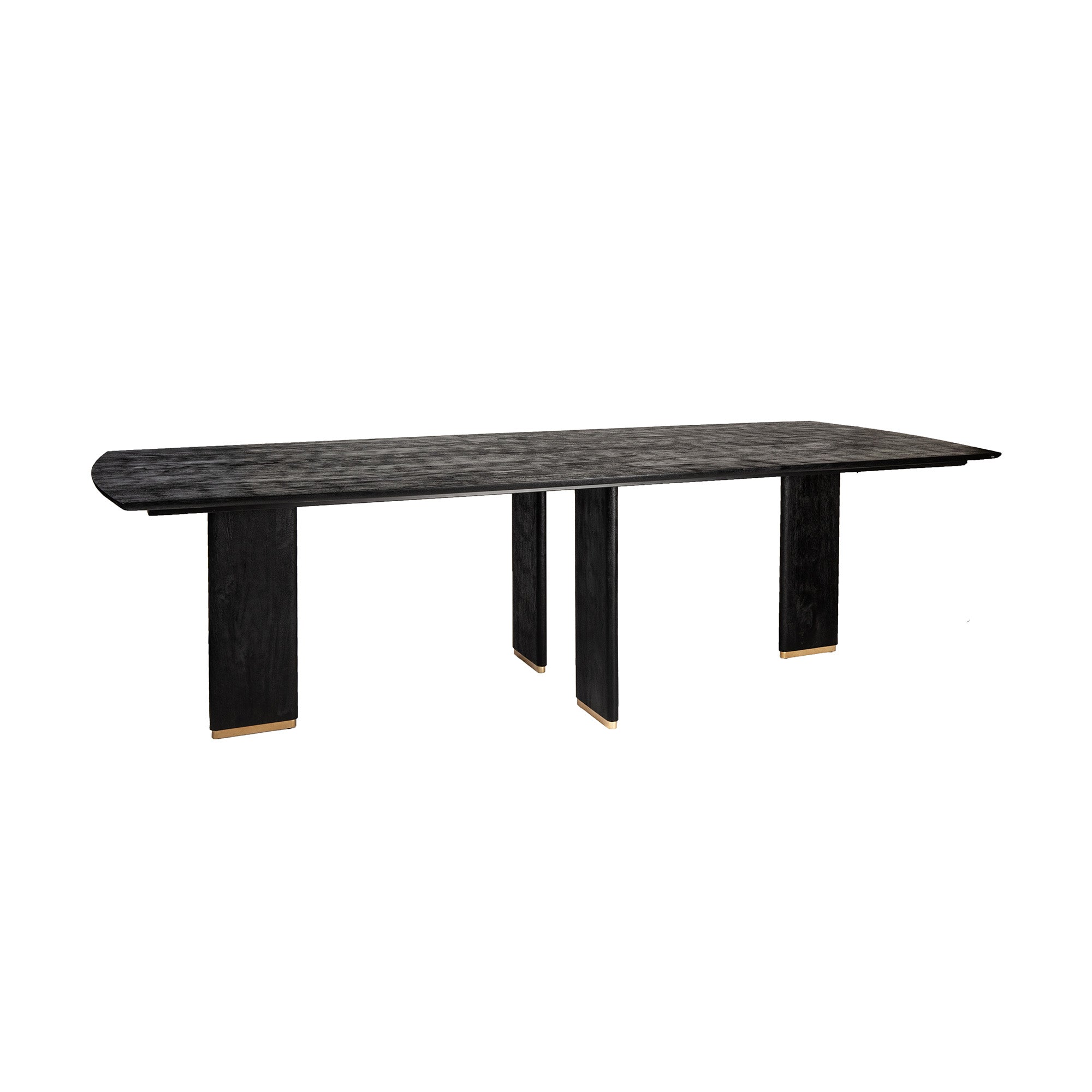 Liber Black mango wood dining table 240cm gold leg