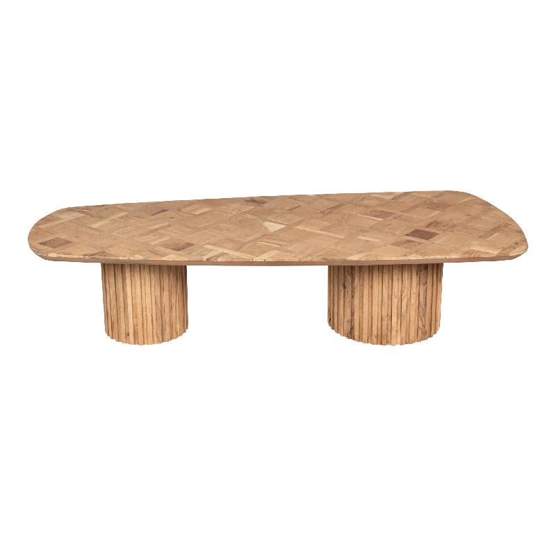 Fieron Natural wooden coffee table double rnd base