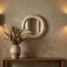 Chelsae Cream poly round shell mirror small