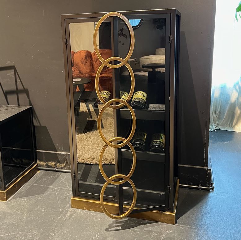 Riho Black metal wine cabinet low smoky glss doors - Photo 3
