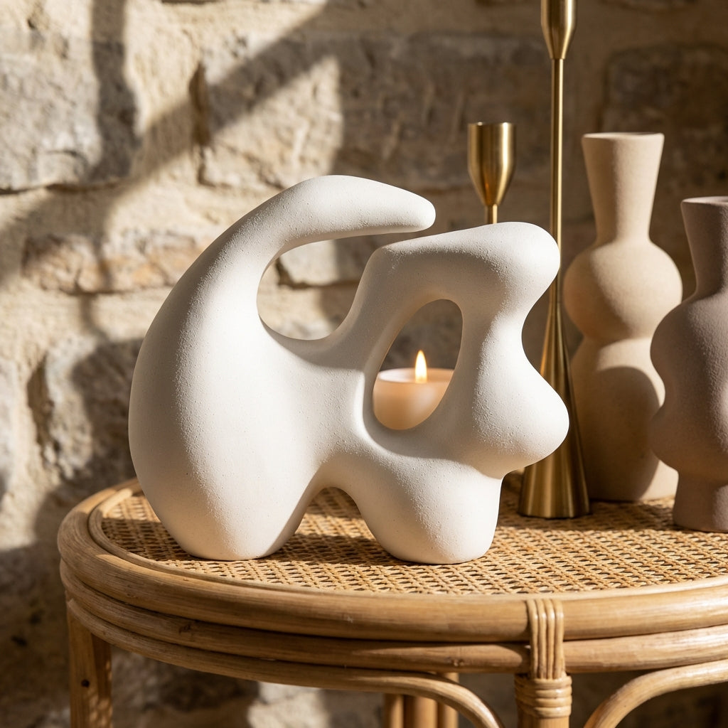 Eddison Cream ceramic matt glazed statue organic