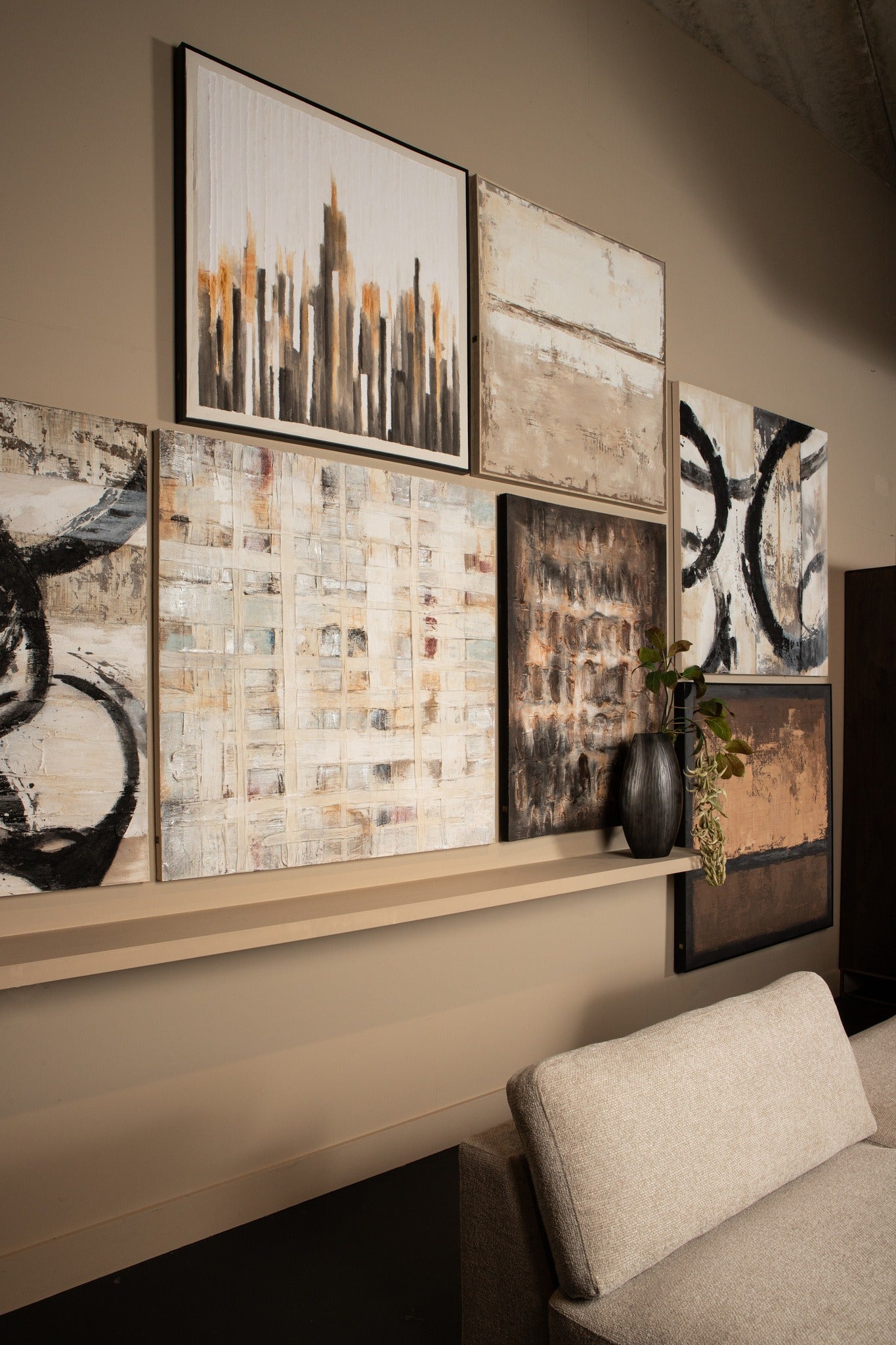 Xihan Brown canvas painted wallpanel rough dark
