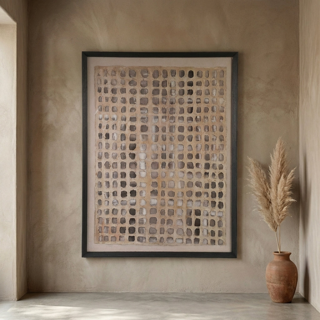 Carmell Cream framed wall panel PS board rectangle