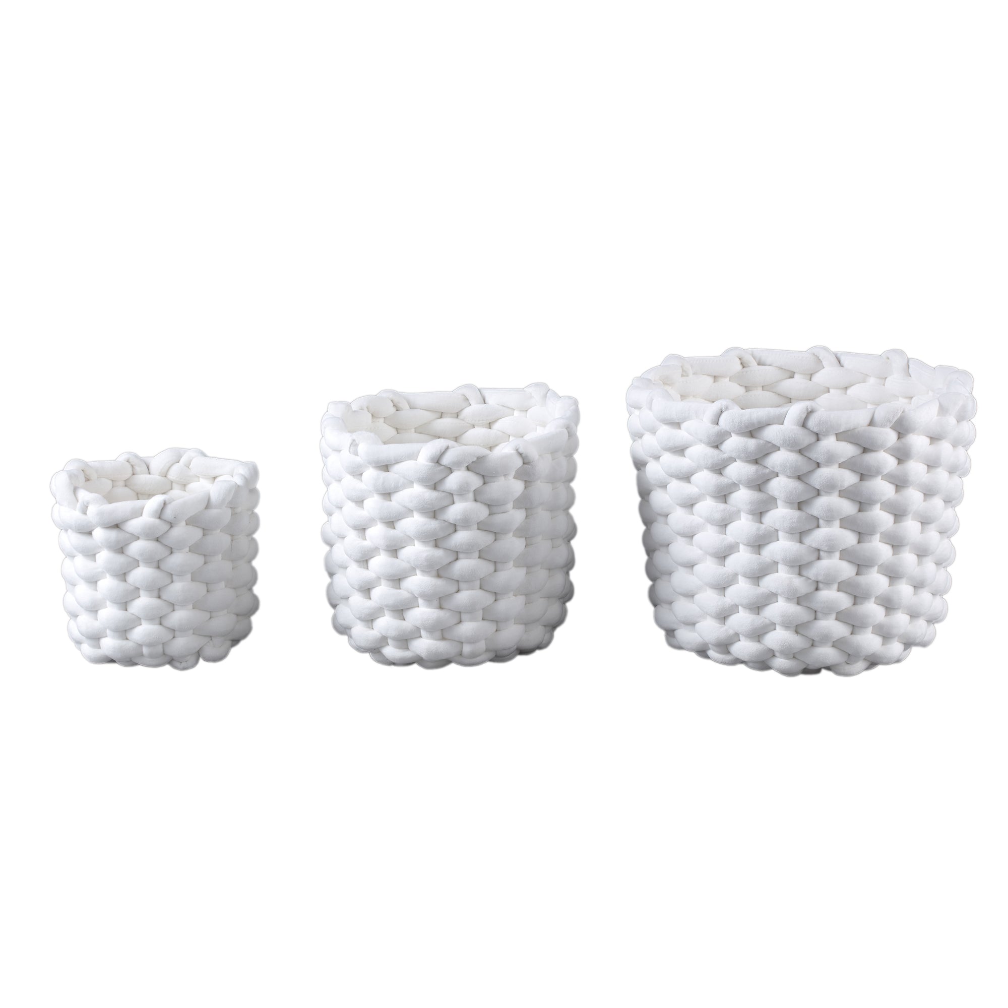 Olliver White velvet rope basket no handles SV3