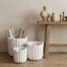 Olliver White velvet rope basket no handles SV3