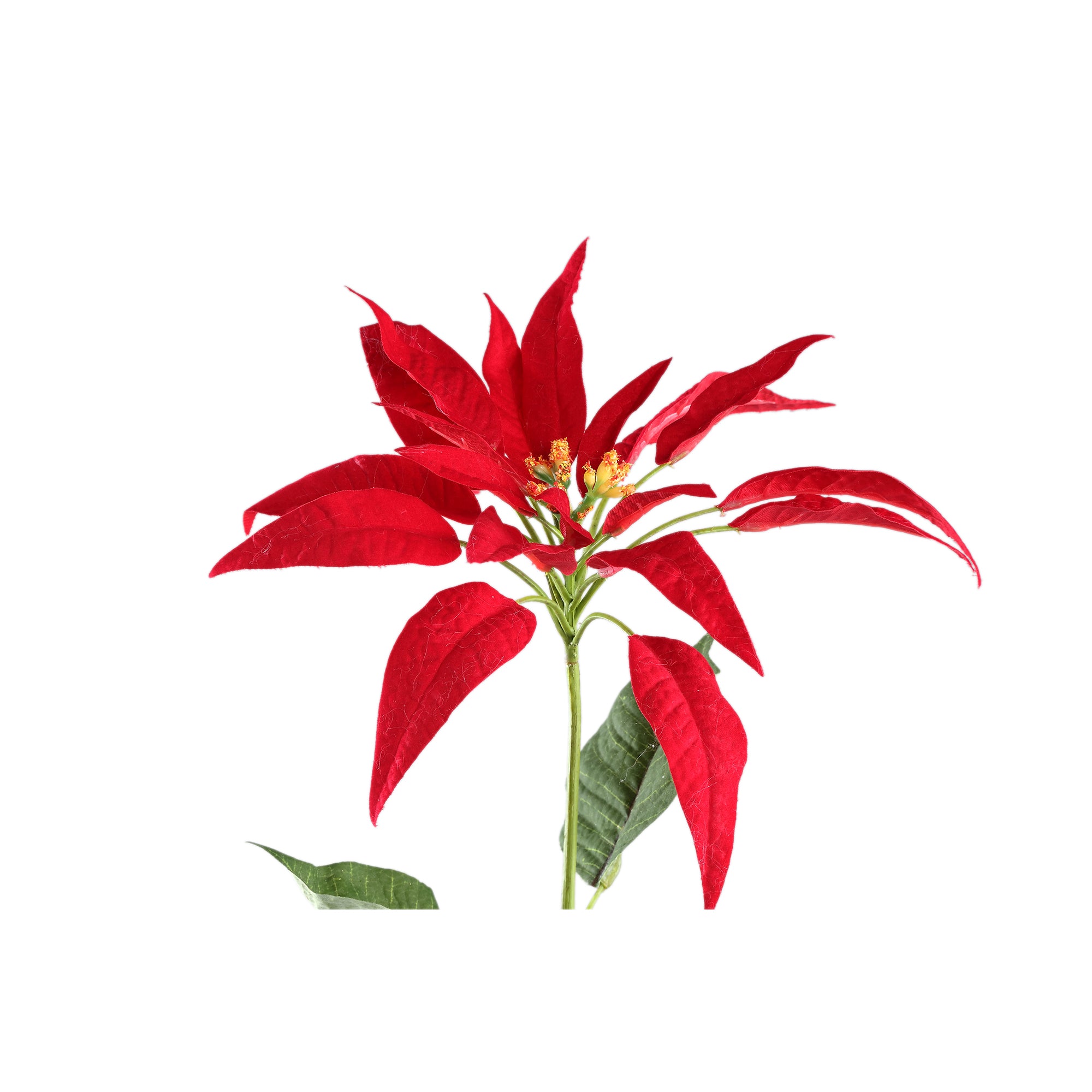 Garden Flower Red poinsettia spray w leaves Rouge — Fleur artificielle — vue 3 | Häus