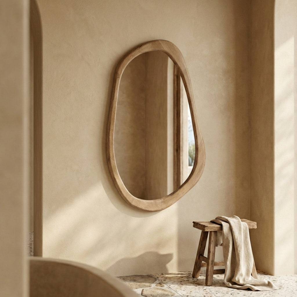Neelix Natural rubberwood organic mirror L