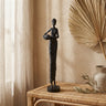 Rafah Black poly woman statue holding pot low