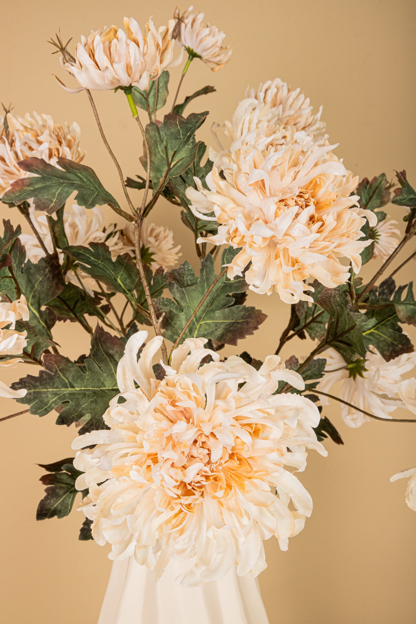 Chrysant Flower Cream spray with leaves Crème — Fleur artificielle — vue 2 | Häus