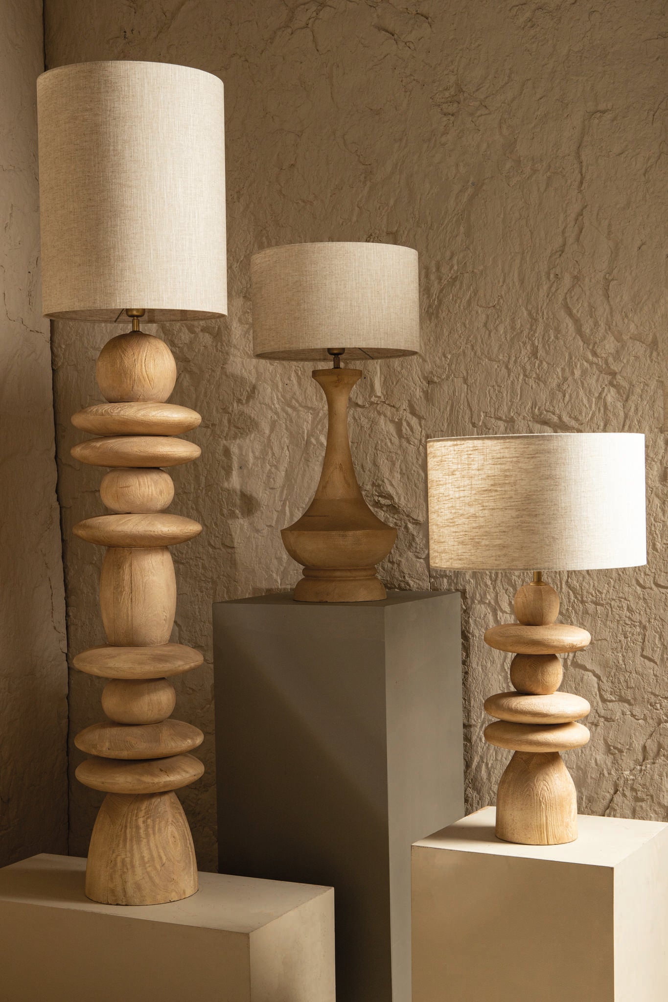 Ahid Lampes de table en bois de manguier - Naturel