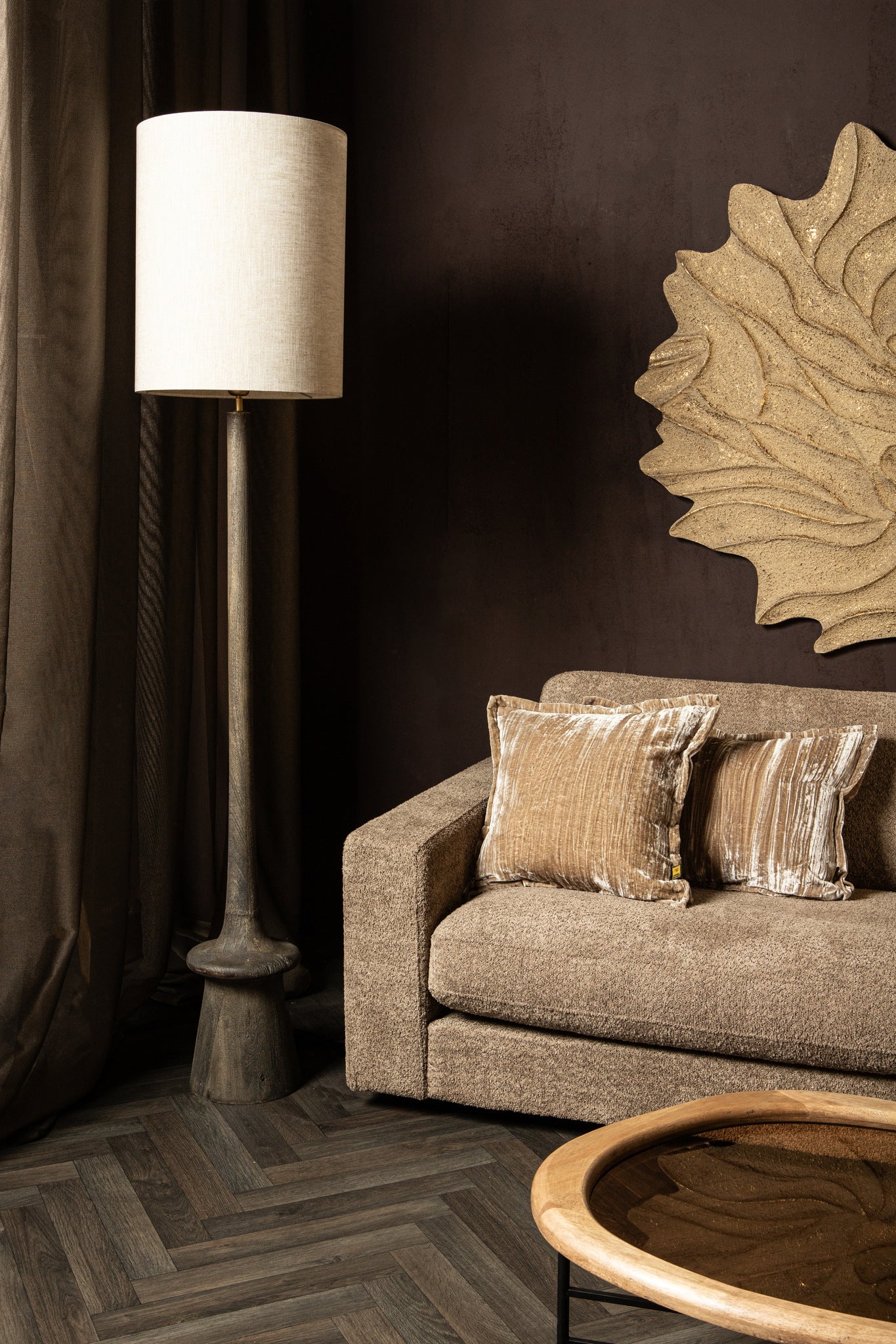 Caelin Lampadaires en bois de manguier - Gris