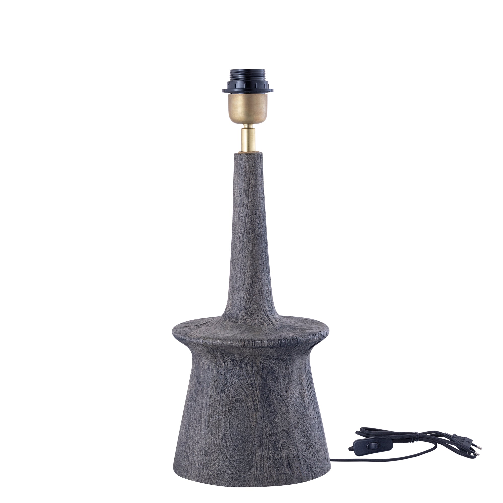 Caelin Lampes de table en bois de manguier — Grey Table Lamp Narrow Round - Antracite