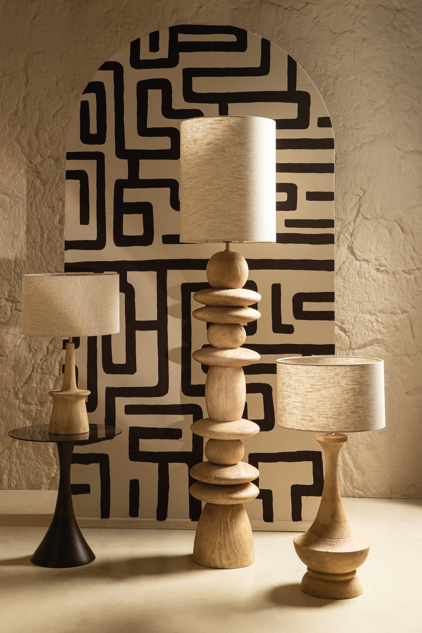 Ahid Lampes de table en bois de manguier - Naturel
