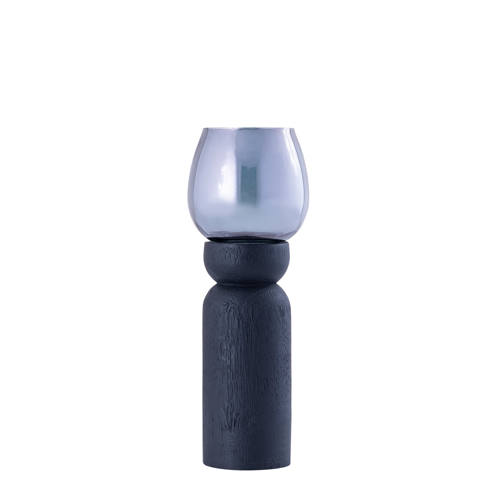 Qez Bougeoirs en bois de manguier — Stormlight Smoke - Noir