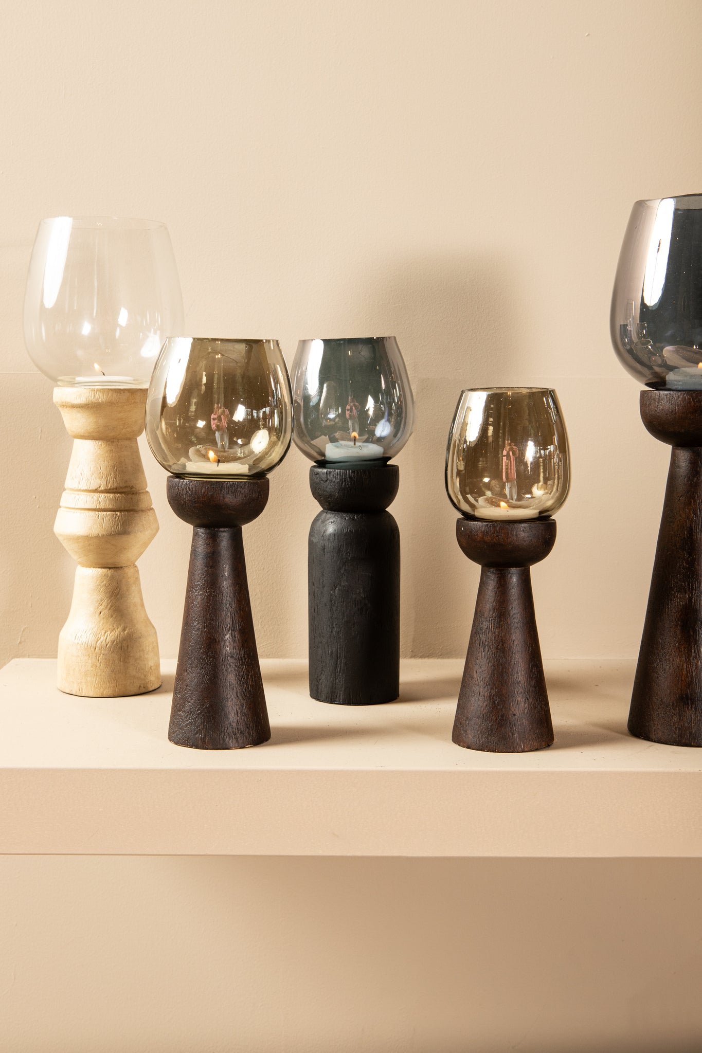 Qez Bougeoirs en bois de manguier — Stormlight Luster - Marron