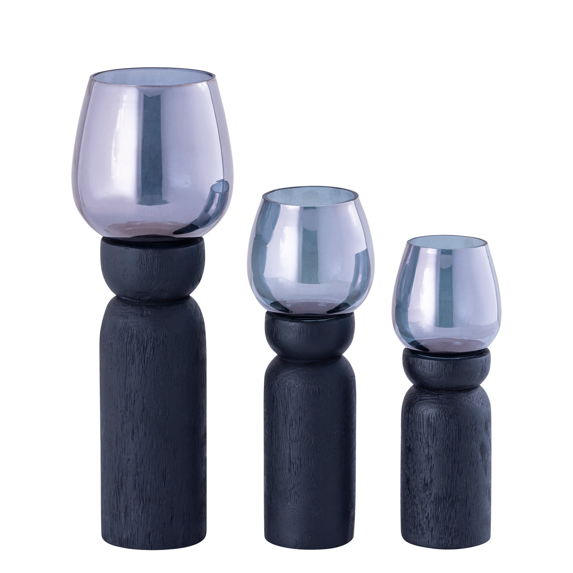 Qez Bougeoirs en bois de manguier — Stormlight Smoke - Noir