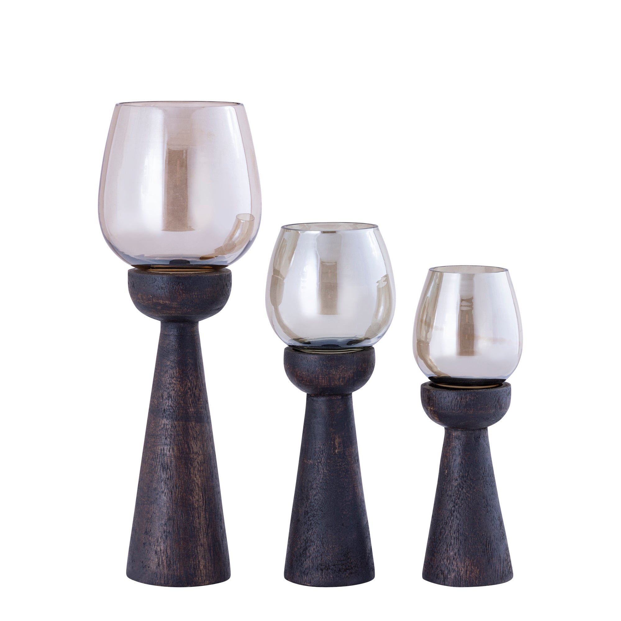 Qez Bougeoirs en bois de manguier — Stormlight Luster - Marron