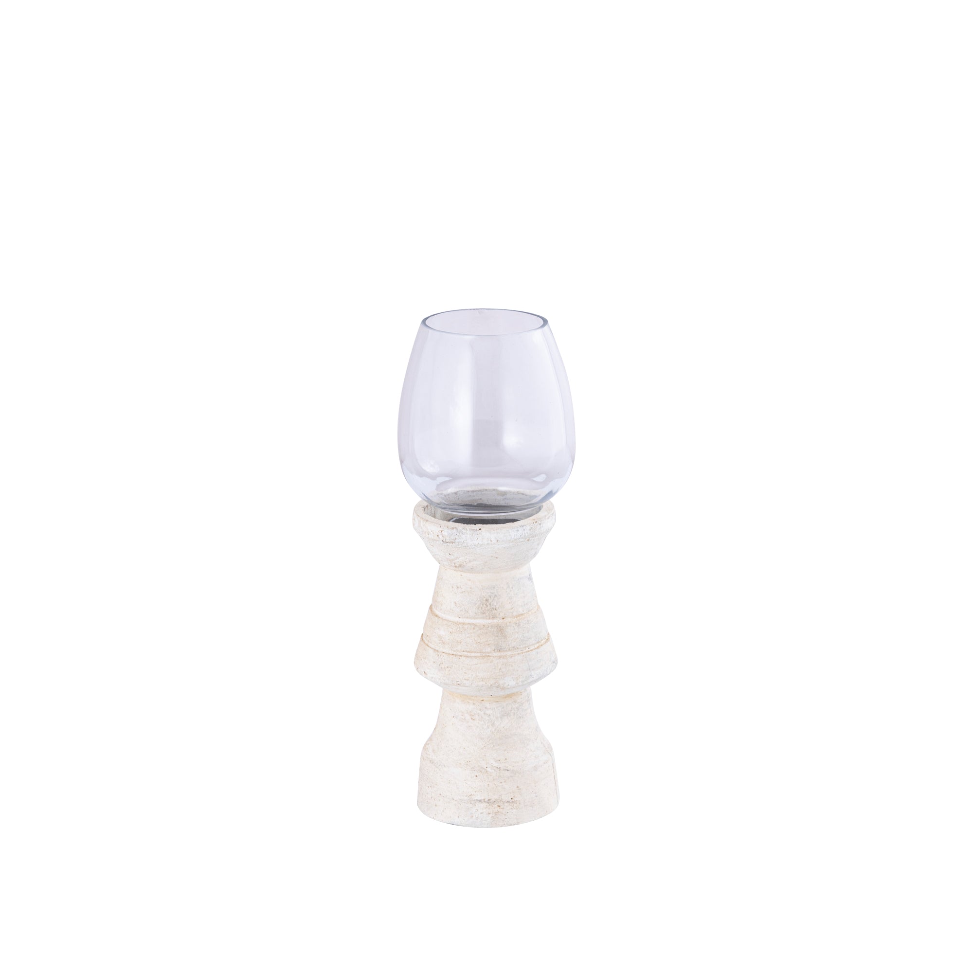 Qez Bougeoirs en bois de manguier — Stormlight Clear - Crème