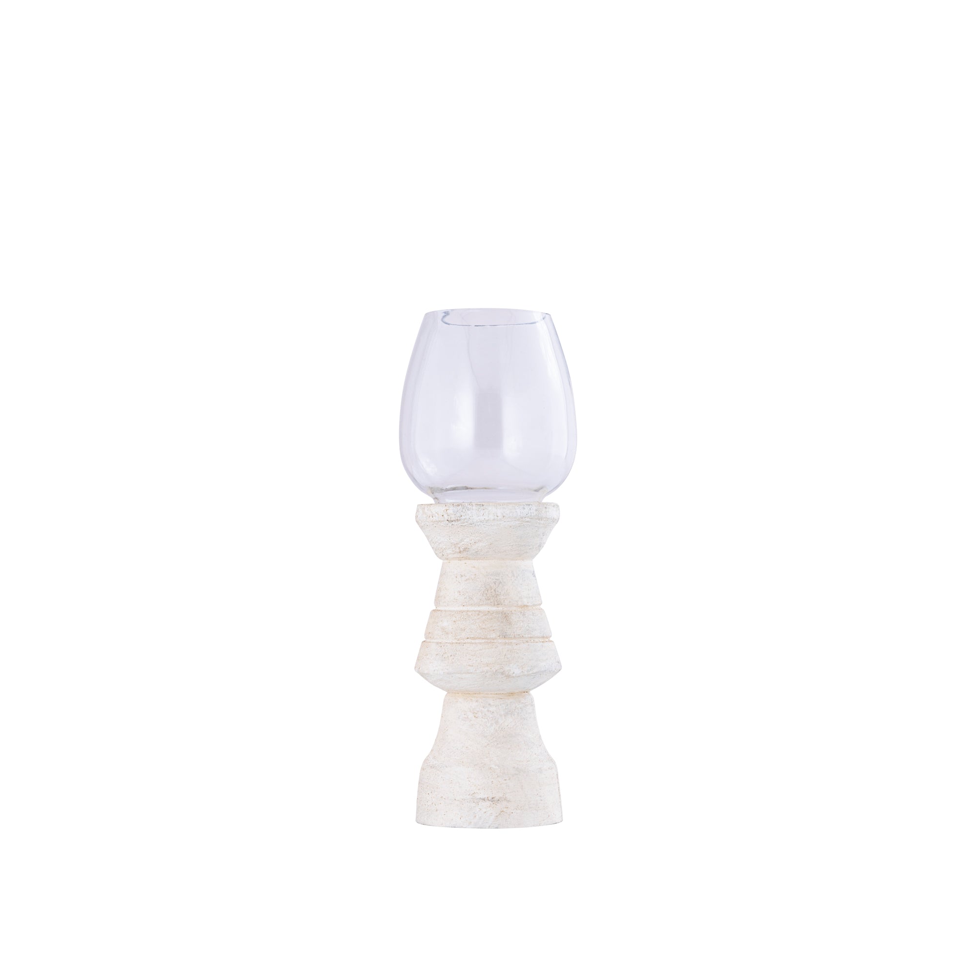 Qez Bougeoirs en bois de manguier — Stormlight Clear - Crème