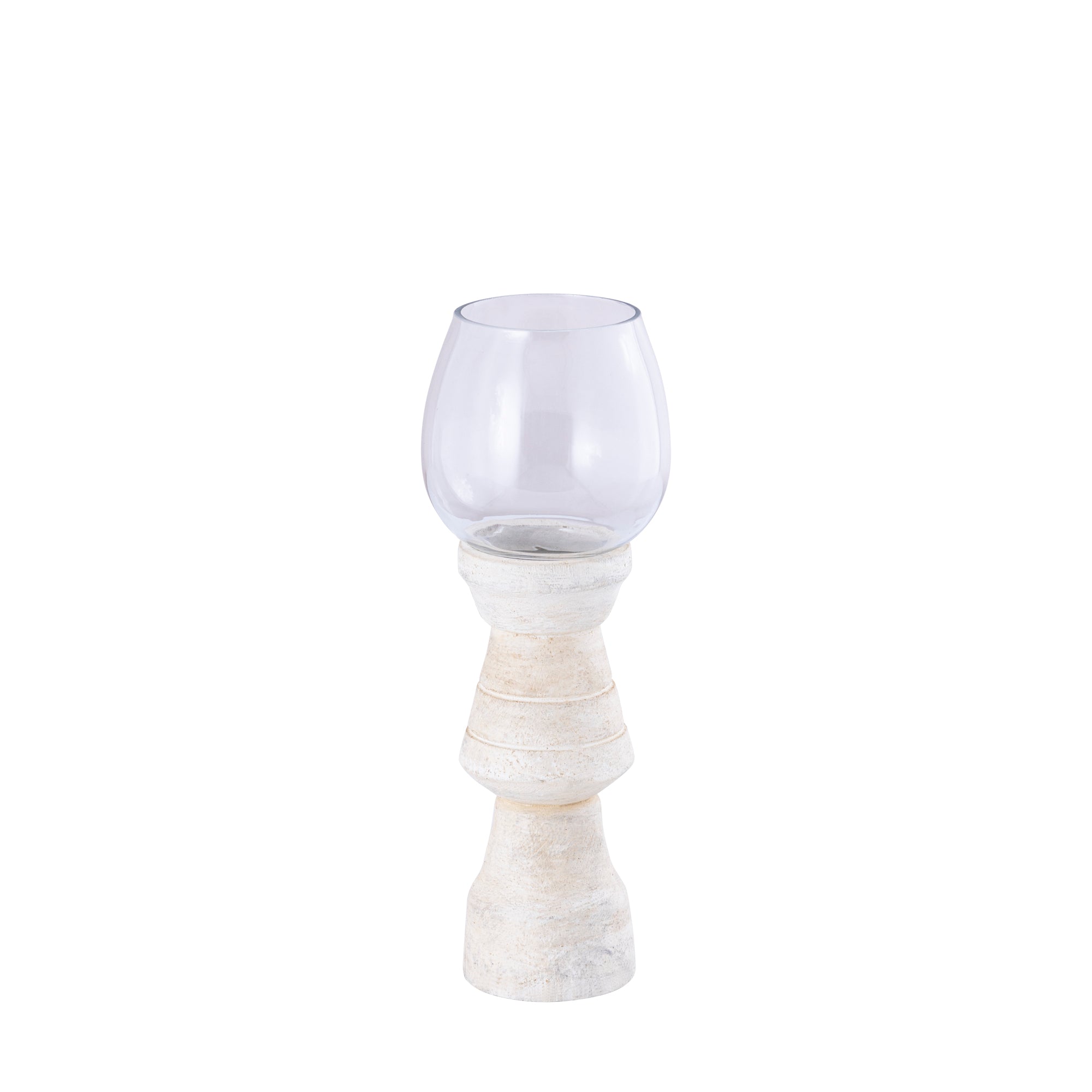 Qez Bougeoirs en bois de manguier — Stormlight Clear - Crème