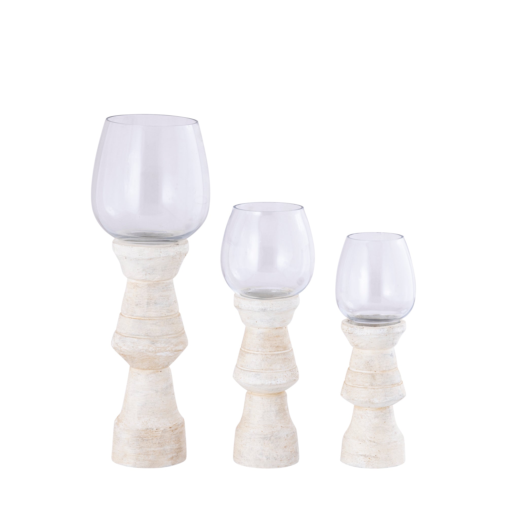 Qez Bougeoirs en bois de manguier — Stormlight Clear - Crème