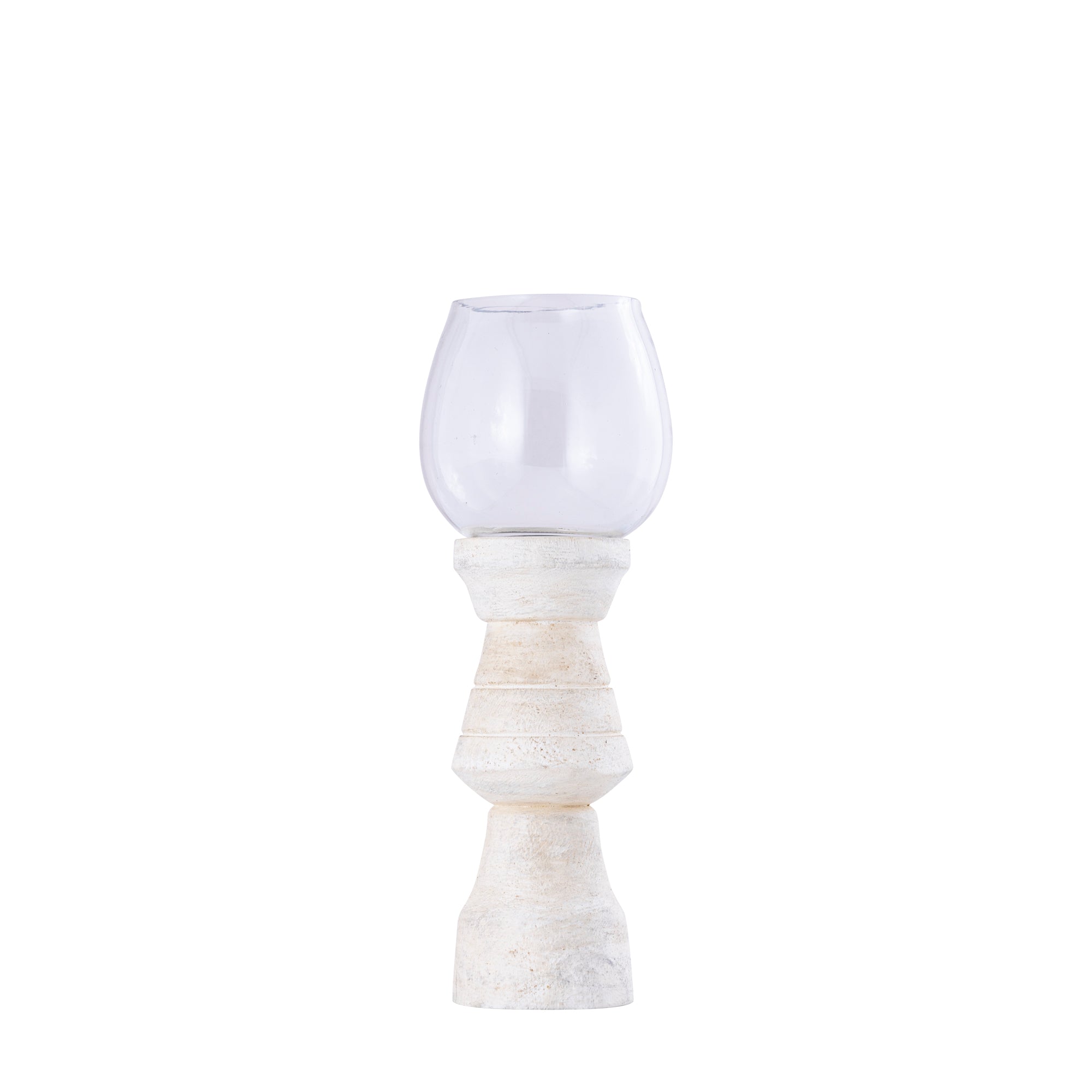 Qez Bougeoirs en bois de manguier — Stormlight Clear - Crème
