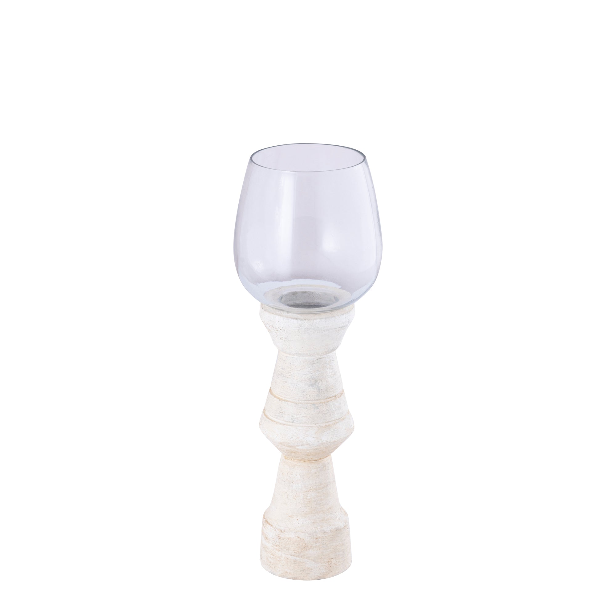 Qez Bougeoirs en bois de manguier — Stormlight Clear - Crème