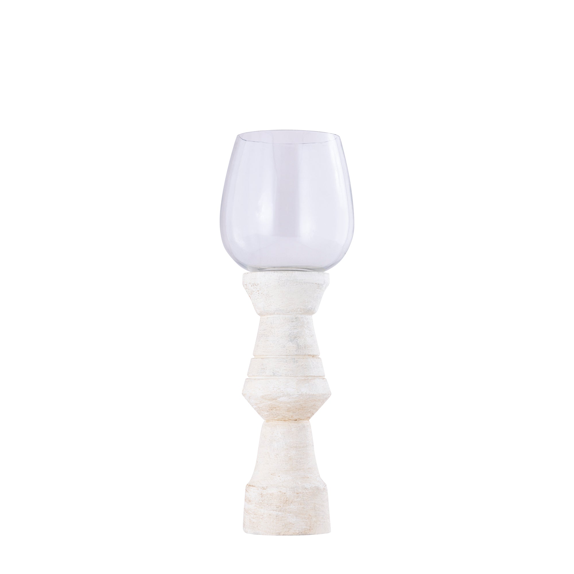 Qez Bougeoirs en bois de manguier — Stormlight Clear - Crème