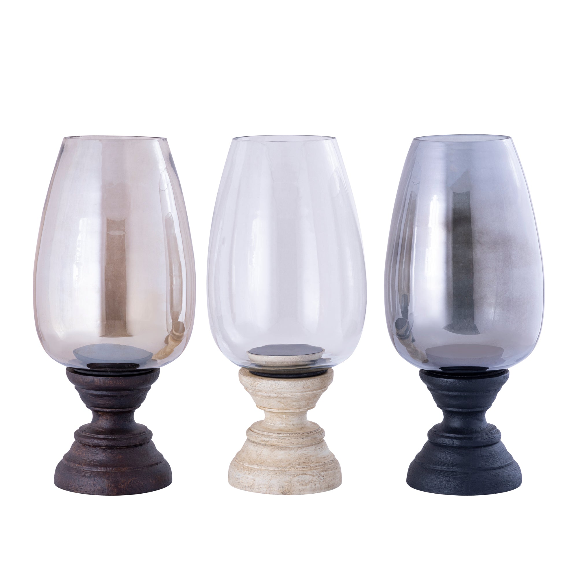 Qez Bougeoirs en bois de manguier — Stormlight Smoke - Marron