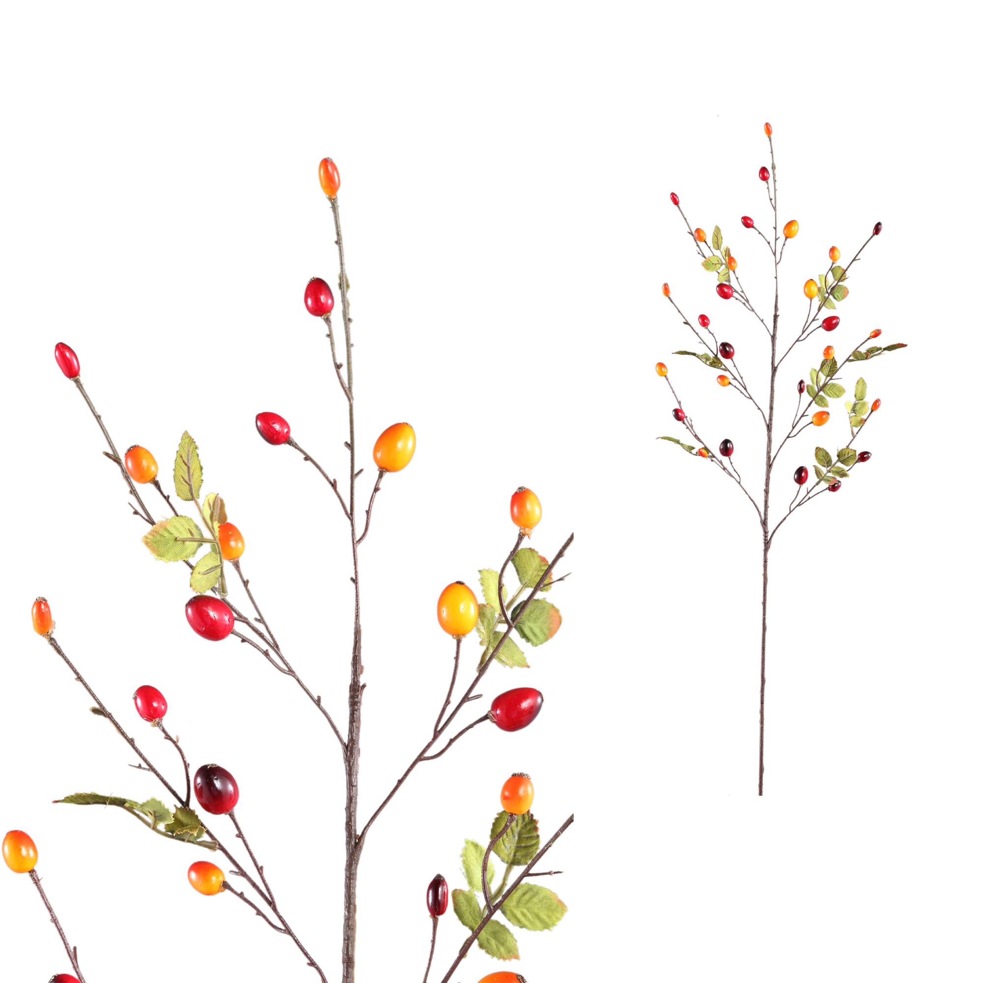Berry Plant Orange rose hip spray with leaves Orange — Branche artificielle — Branche artificielle design premium | Häus