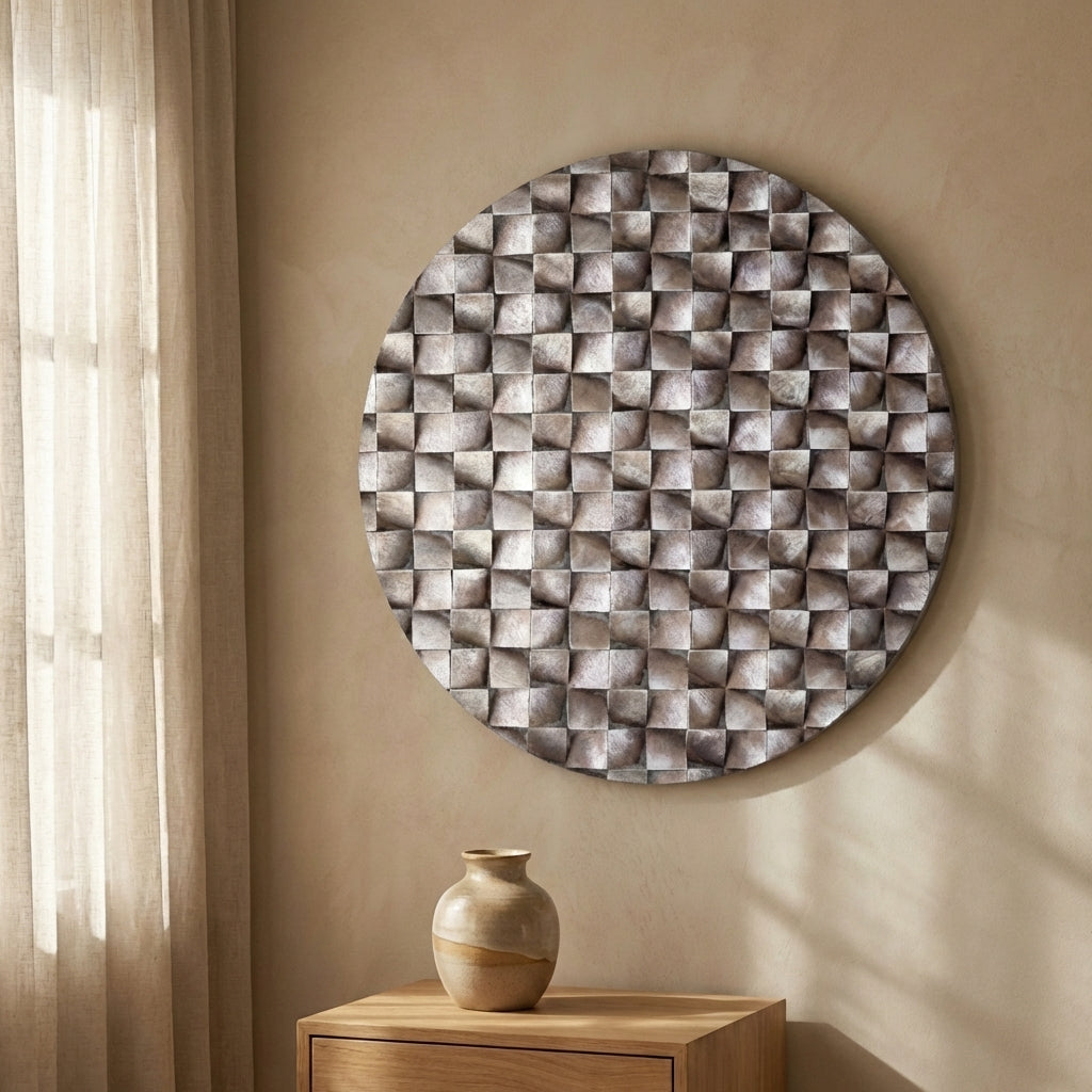 Zoaya Bronze mdf wood wall panel 3D cubes round L