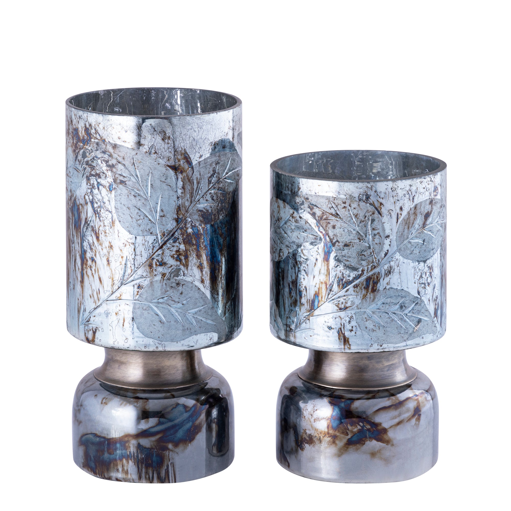 Navanah Bougeoirs en verre - Bleu