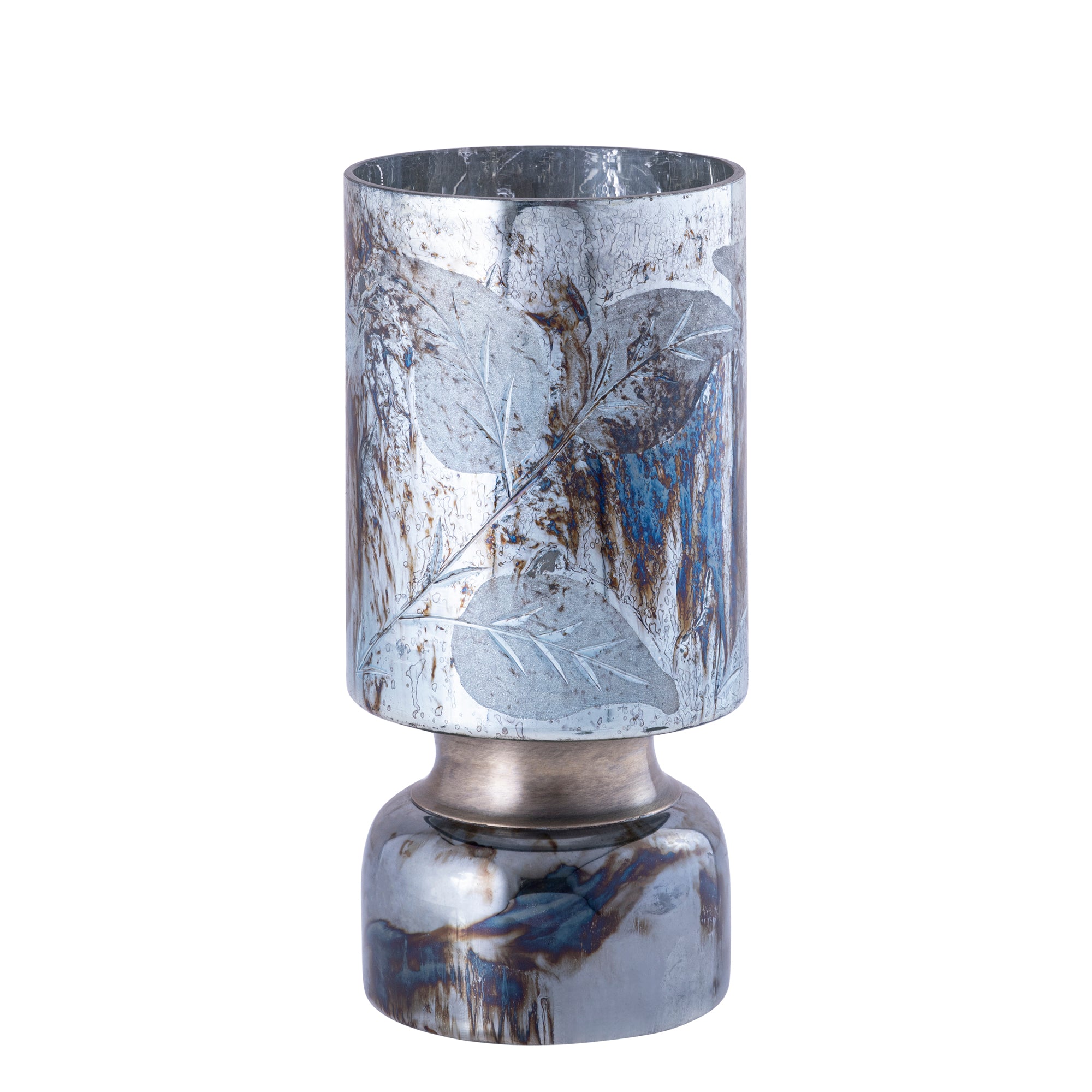Navanah Bougeoirs en verre - Bleu