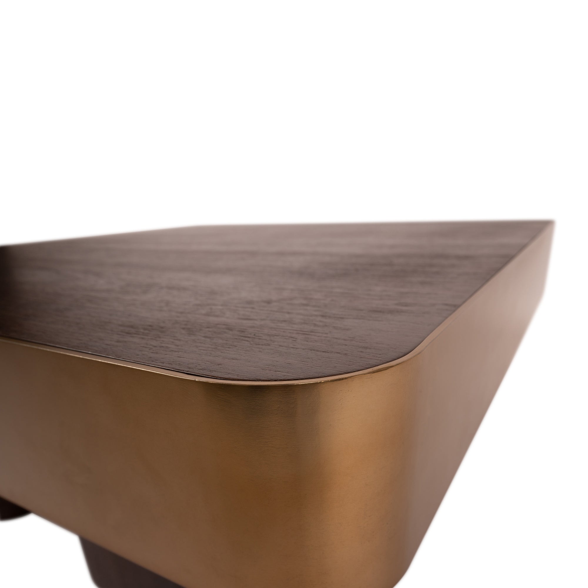 Warren Coffee Table 90x90x31 brown wood gold metal - Photo 7