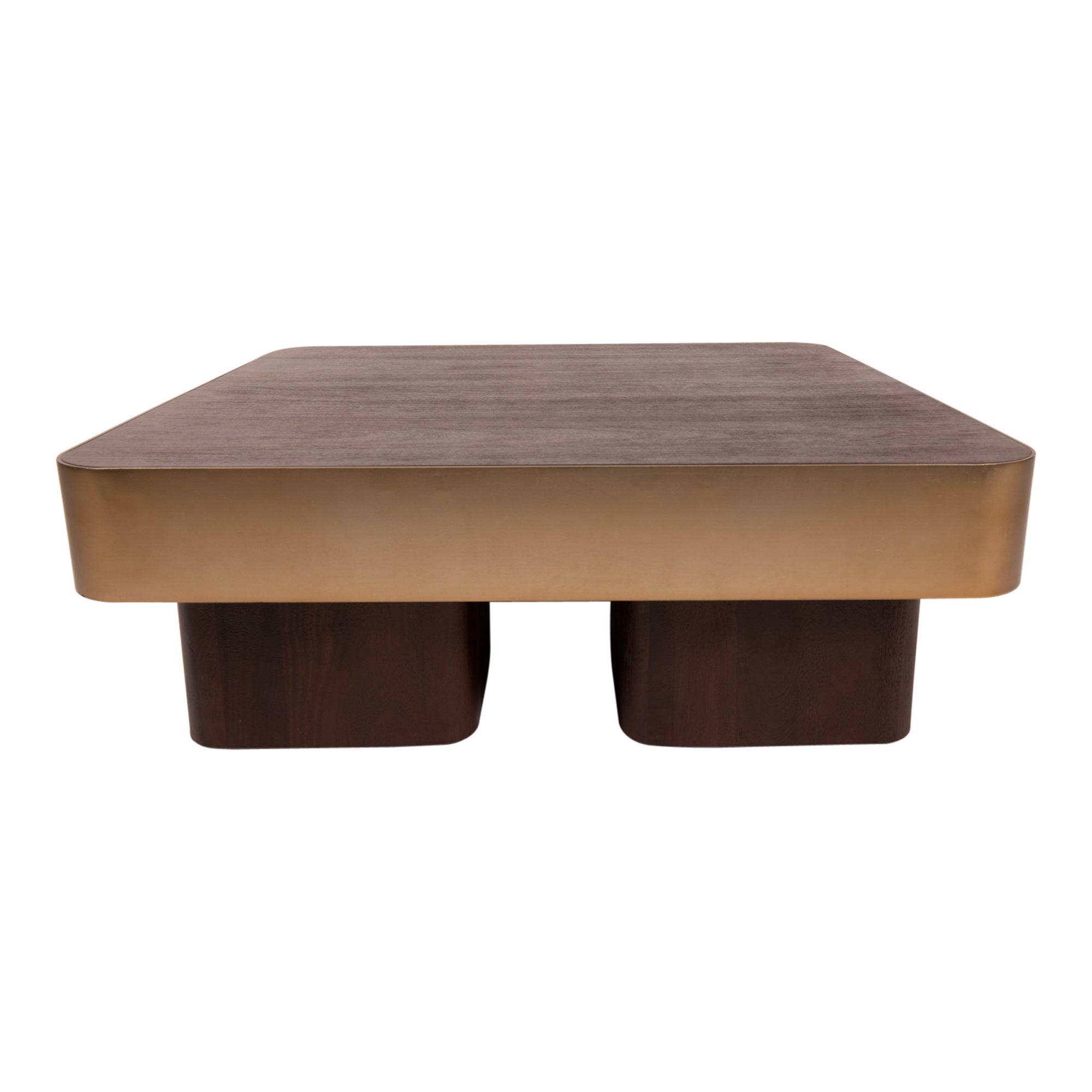 Warren Coffee Table 90x90x31 brown wood gold metal - Photo 4