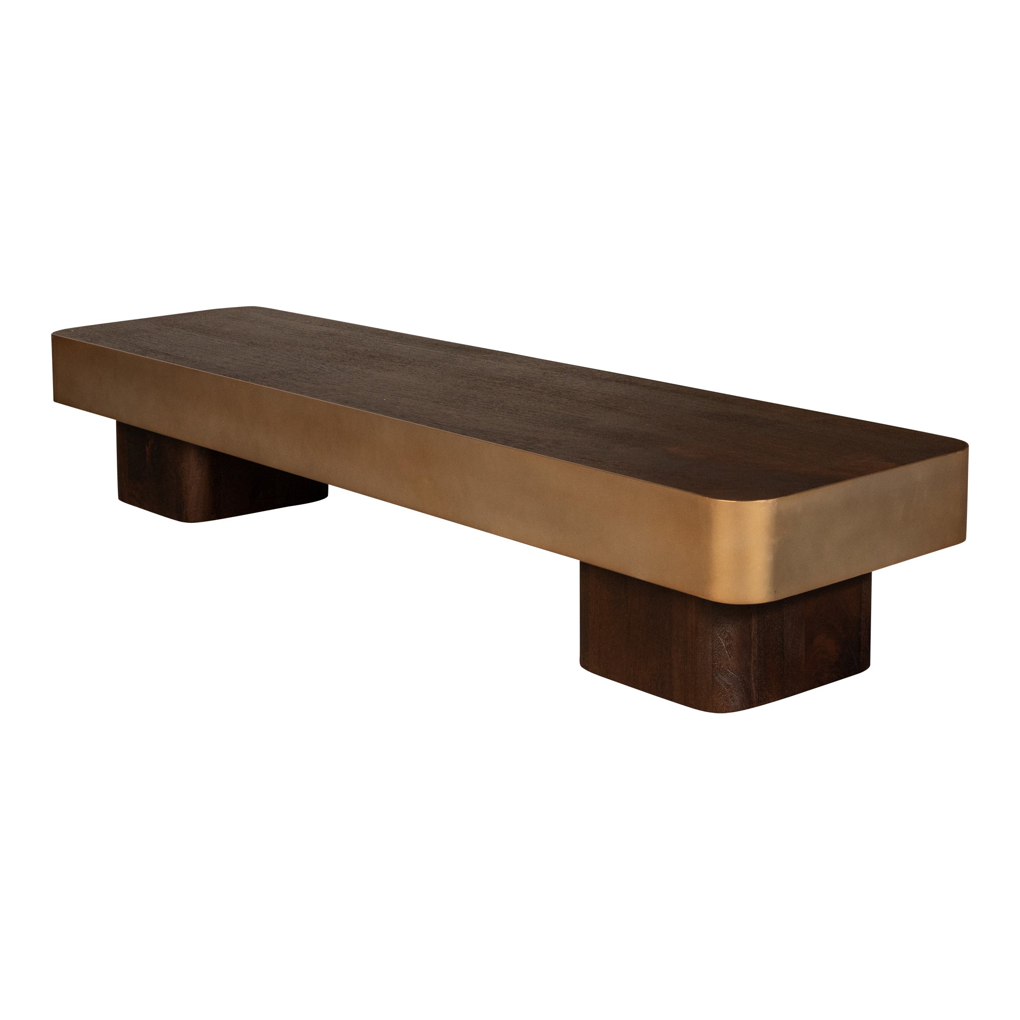 Warren Coffee table 180x45x31 brown wood gold mtl - Photo 4