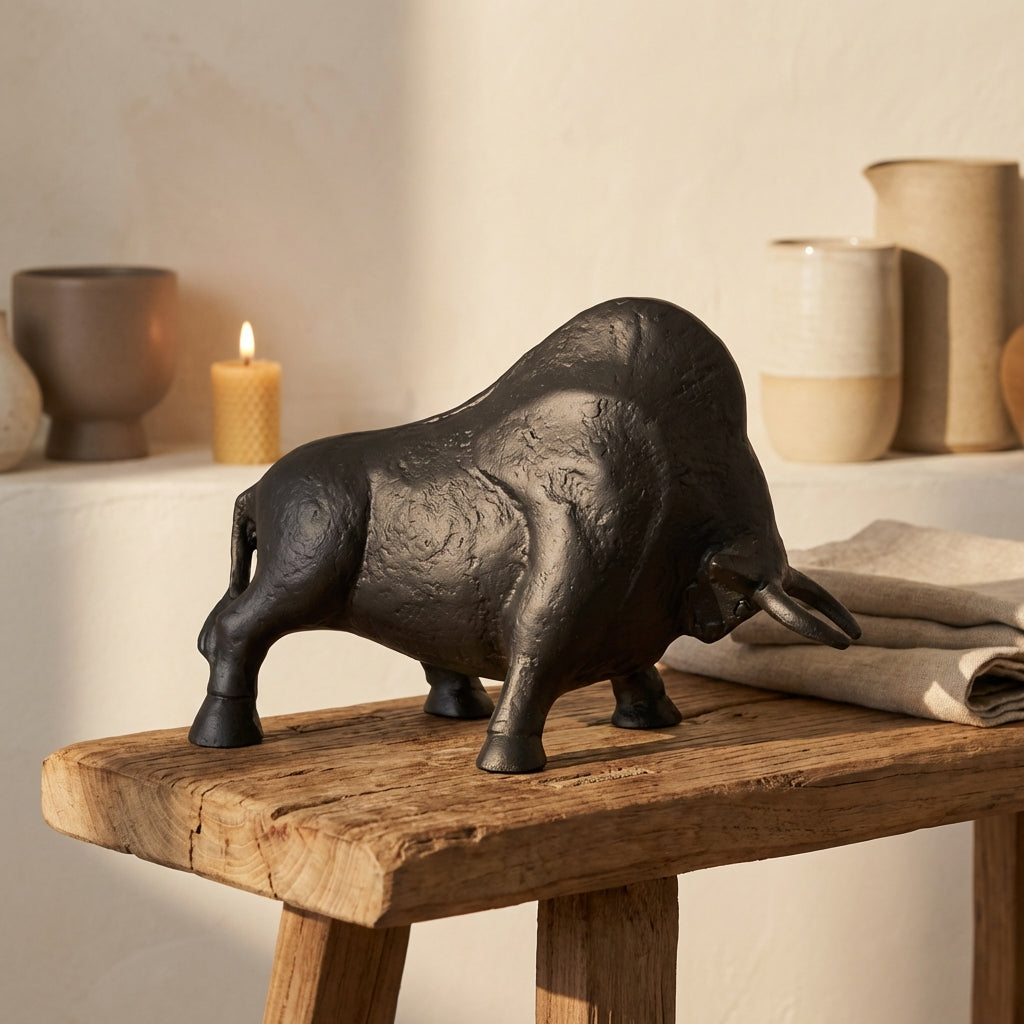 Ebeny Black casted alu bull statue matt L