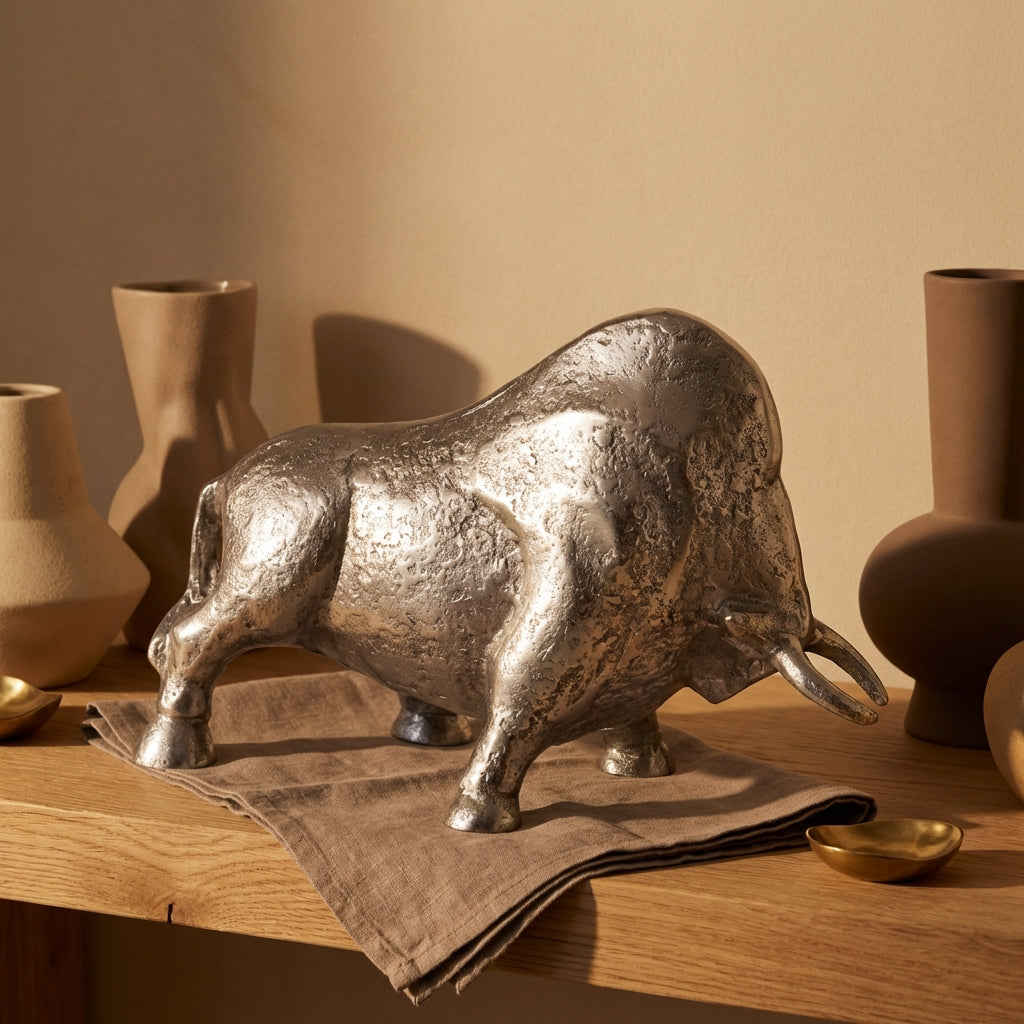 Ebeny Black Nickel casted alu bull statue L