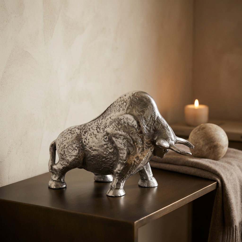 Ebeny Black Nickel casted alu bull statue S