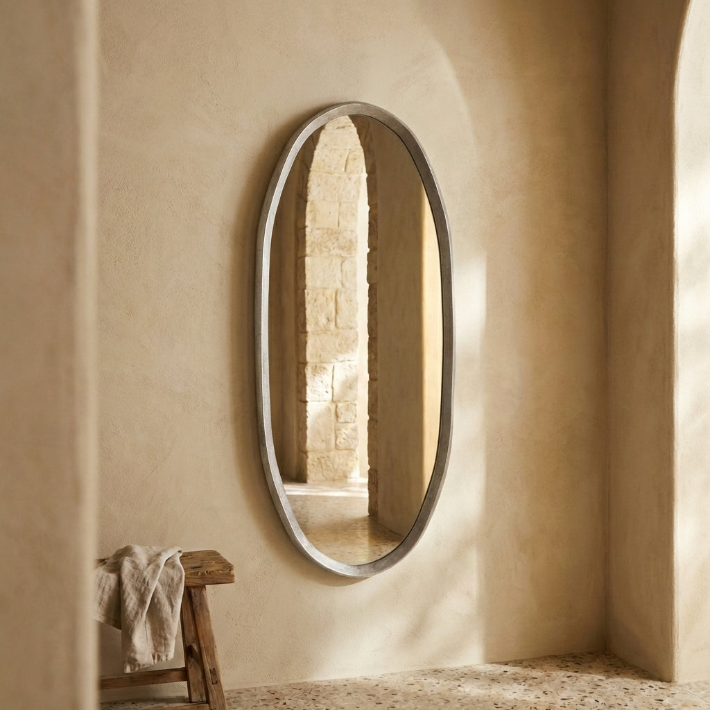Limera Nickel alu oval mirror irregular border M