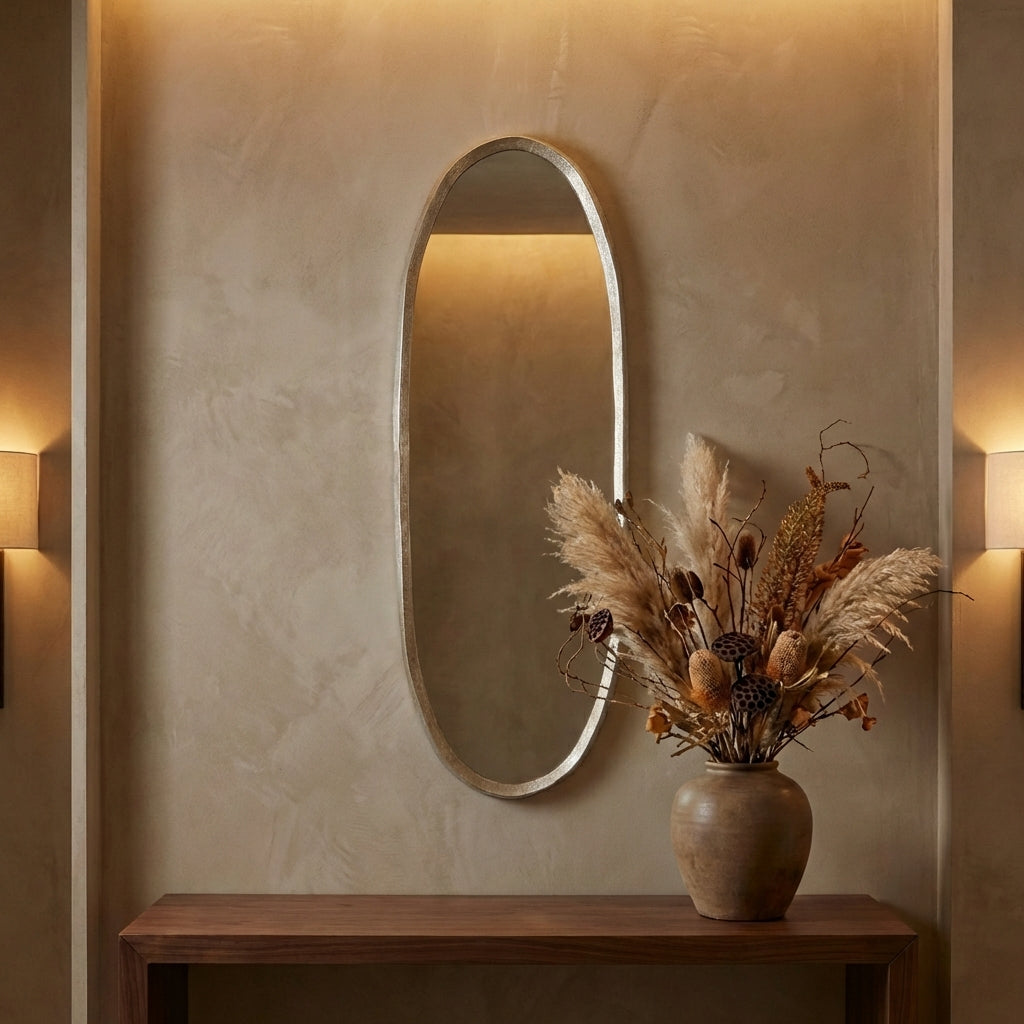 Limera Brass alu oval mirror irregular border L