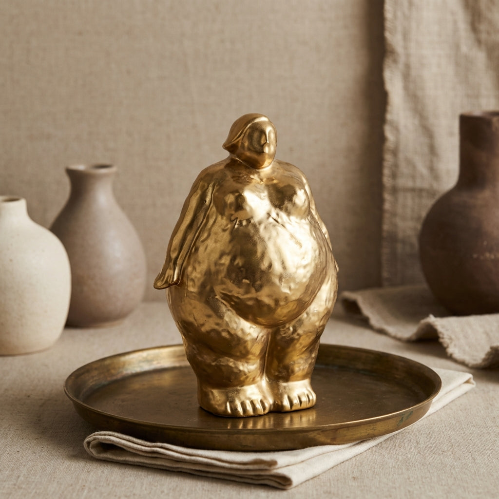 Oday Gold ceramic women statue standing B