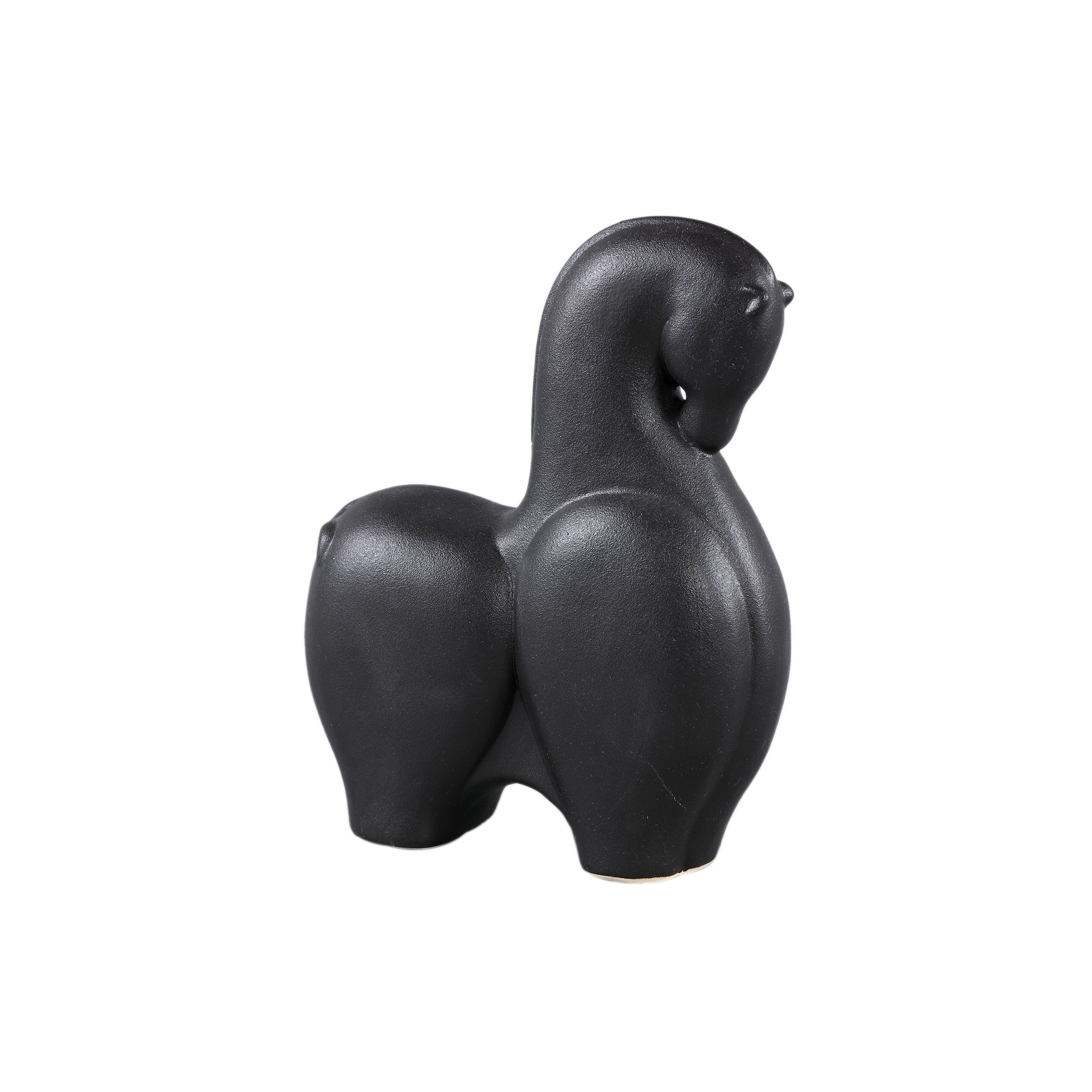 Honore Black horse shaped ceramic statue head down