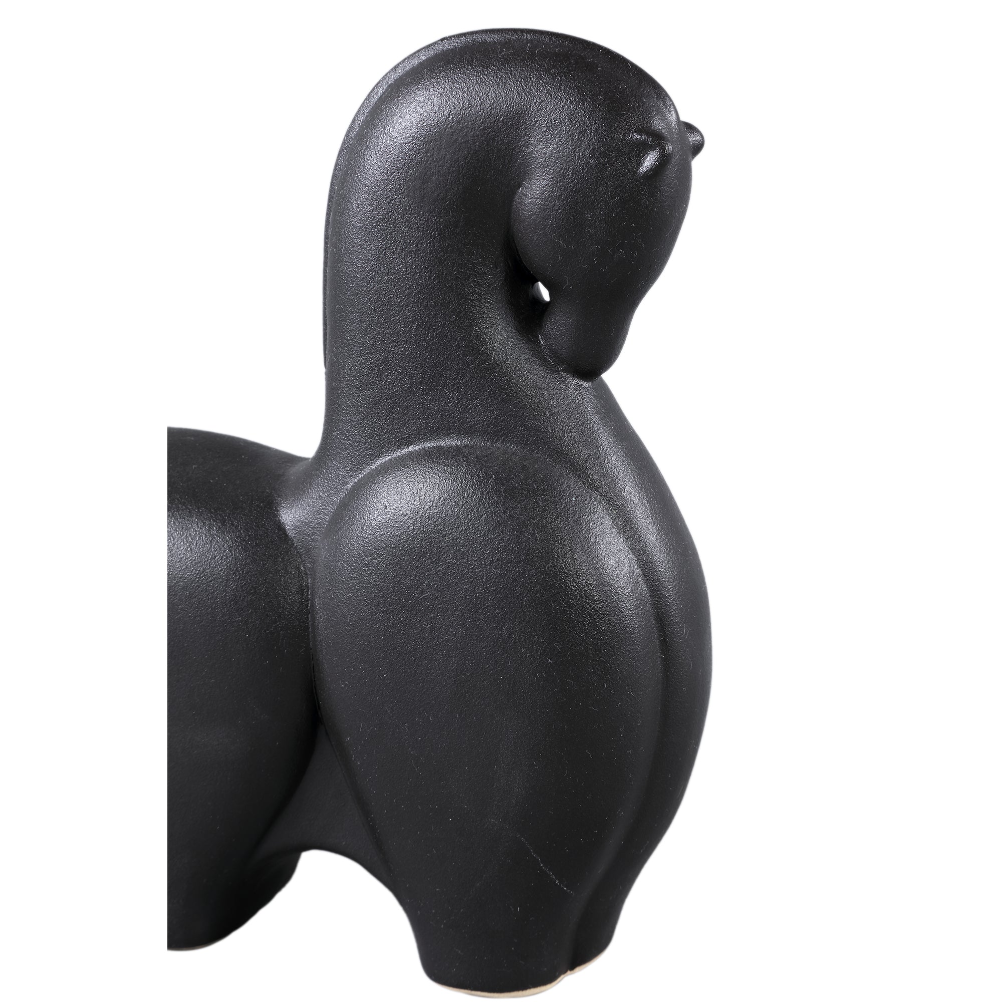 Honore Black horse shaped ceramic statue head down